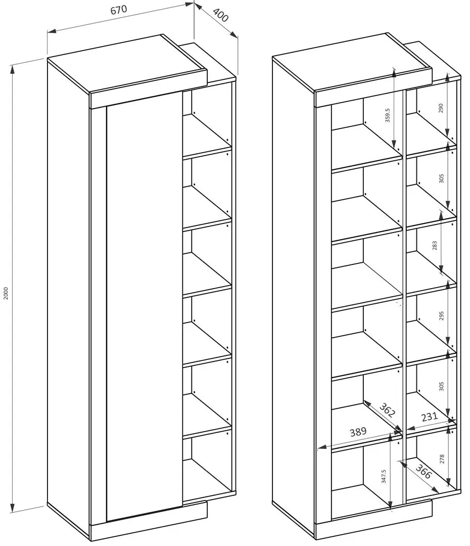 Etajera Helvetia Sintra №05 1D (Samdal Oak/White/White Gloss)