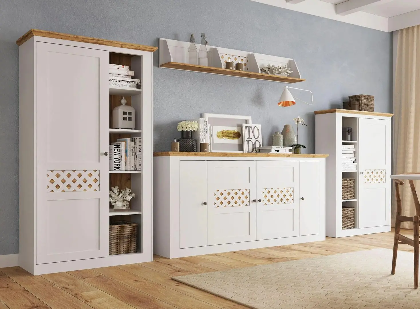 Шкаф Home Affaire Justine 180x130x32 (White/Oak) - 2