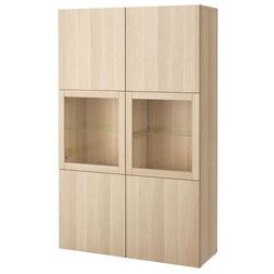 Vitrina Ikea Besta usi sticla 120x42x193 (Aspect Stejar Antichizat Lappviken/Sindvik Aspect Stejar Alb)