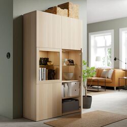 Vitrina Ikea Besta usi sticla 120x42x193 (Aspect Stejar Antichizat Lappviken/Sindvik Aspect Stejar Alb) Thumb