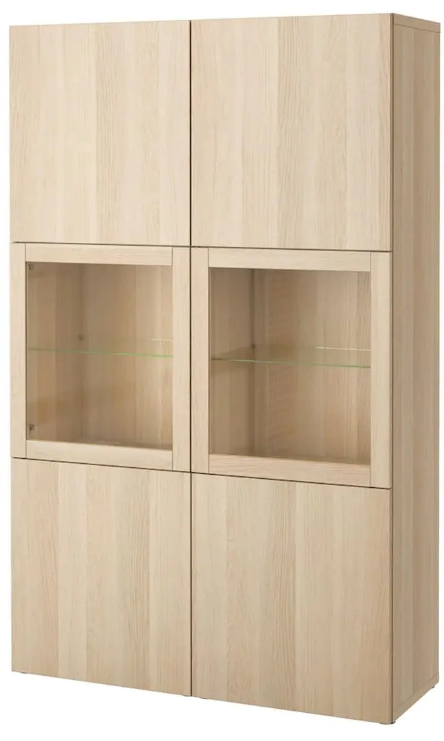 Vitrina Ikea Besta usi sticla 120x42x193 (Aspect Stejar Antichizat Lappviken/Sindvik Aspect Stejar Alb)