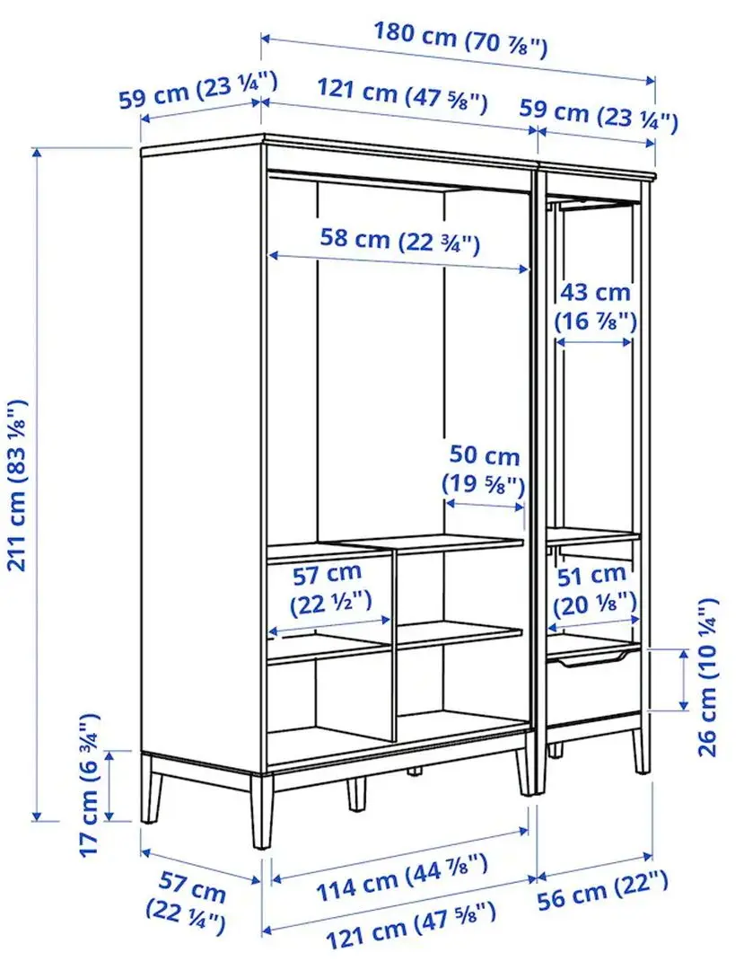 Шкаф комбинированный Ikea Idanas 180x59x211 (Темно-коричневый) - 2
