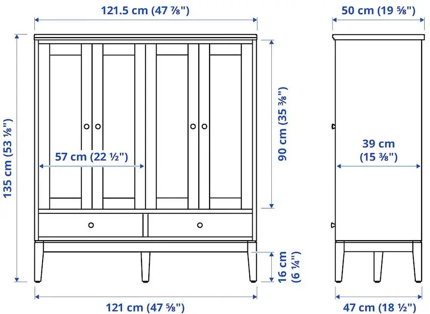 Dulap-Vitrina Ikea Idanas usi de sticla 121x50x135 (Alb)