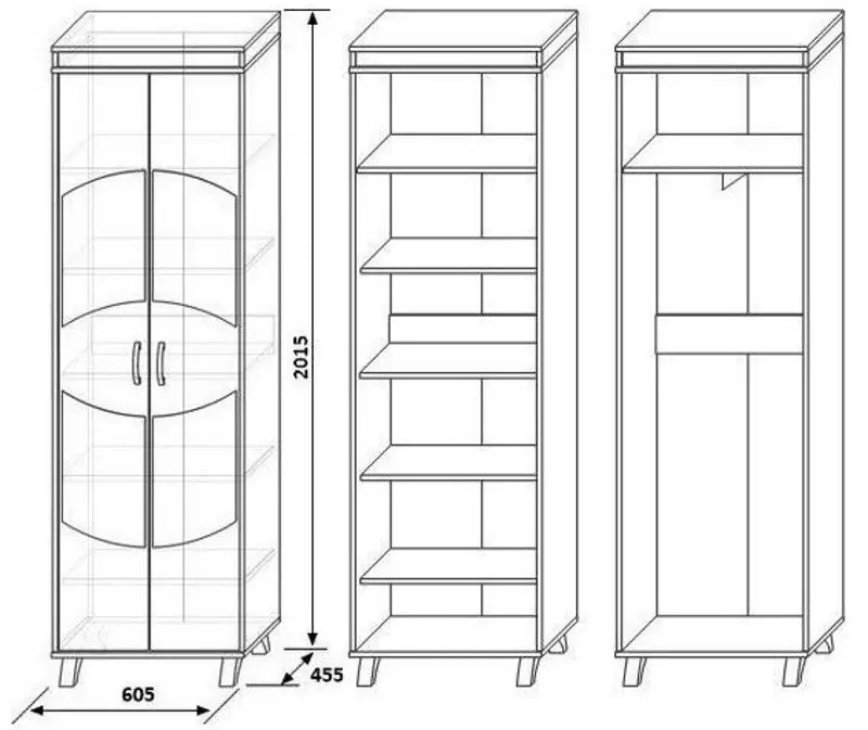 Dulap КМК 0364.3 Orfey 11 2D (Chocolate Nut/Oak Light)
