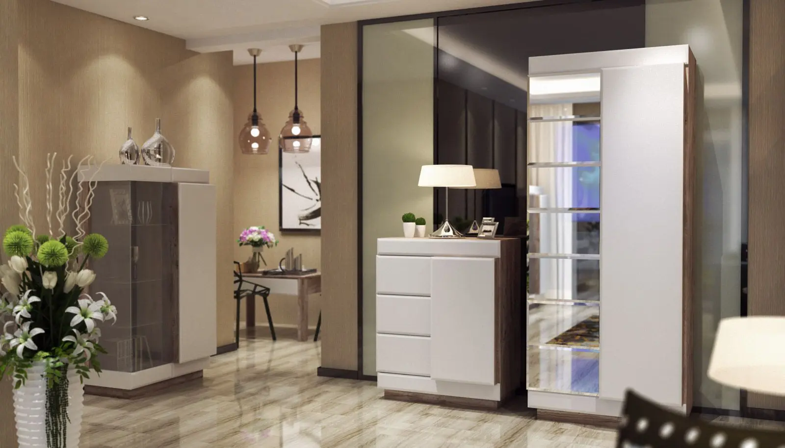 Dulap КМК 0554.11 Rokset 2D (White Gloss/Yukkon Oak)