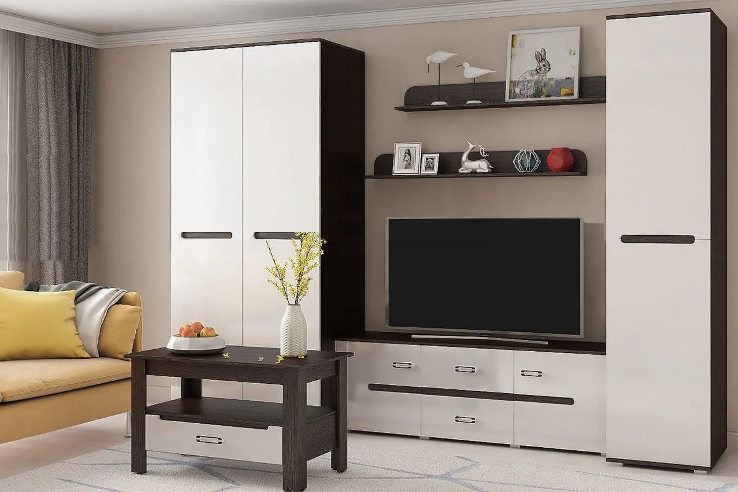 Dulap Миф Kim (White Gloss/Wenge Oak)