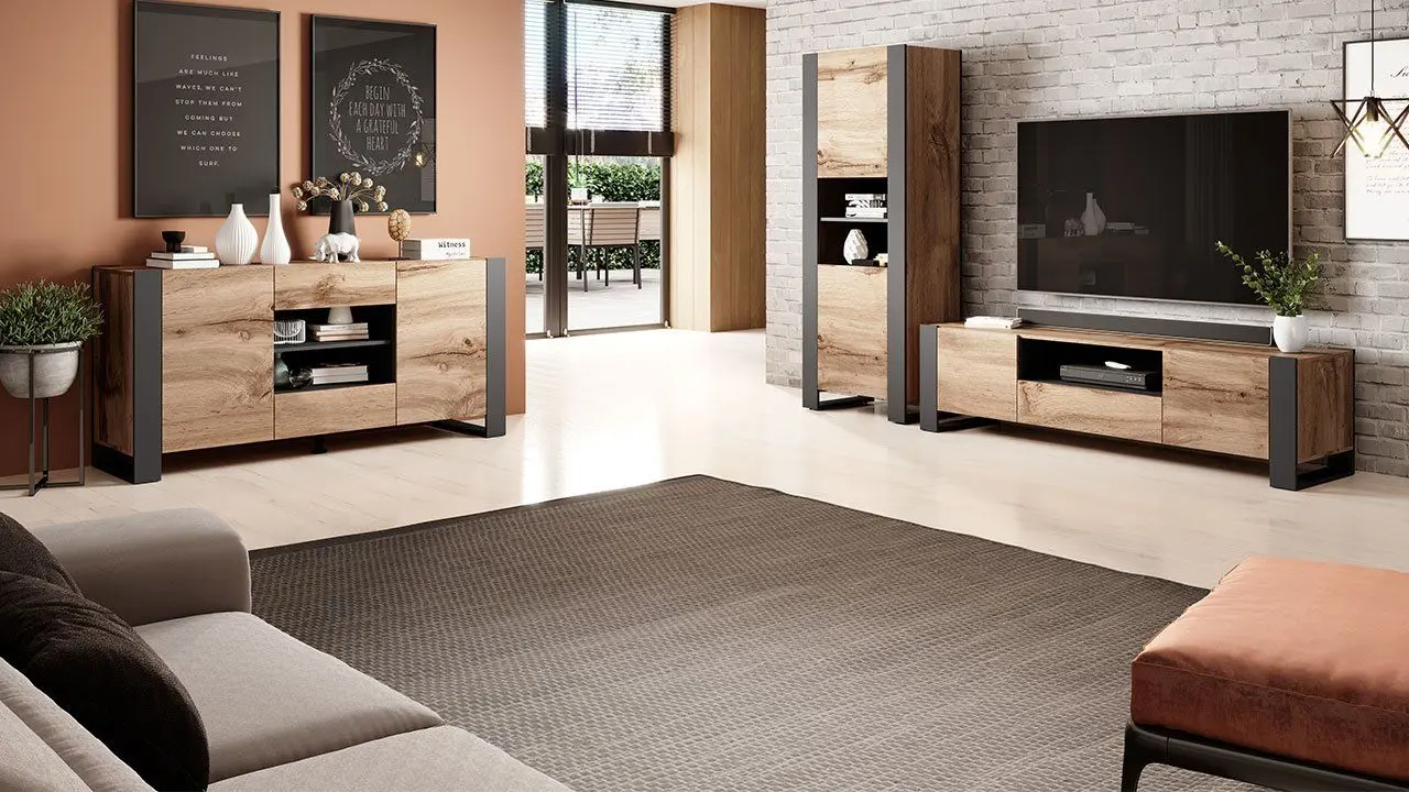 Vitrina Mirjan24 Empire/Wood (Wotan Oak/Anthracite) - 4