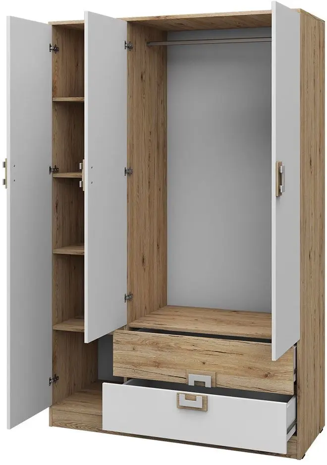 Шкаф Mirjan24 Niczi/Nico 3 (Light Oak/White) - 5