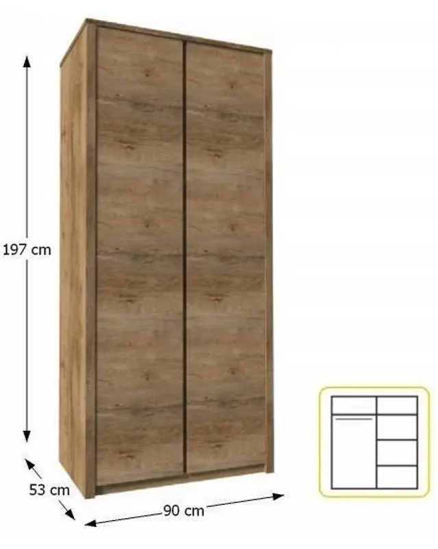 Шкаф Mobhaus Montana S2D (Lefkas Oak Dark)