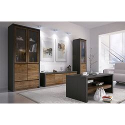 Шкаф Mobhaus Montana S2D (Lefkas Oak Dark/Gray Smooth) Thumb