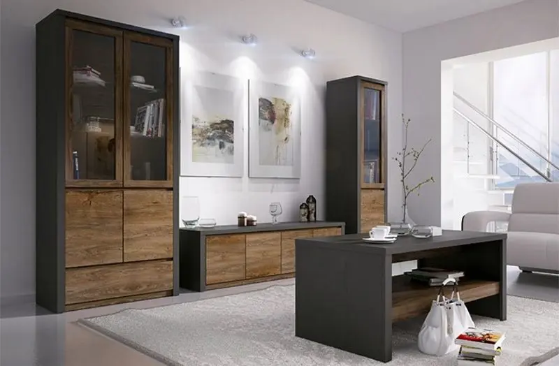 Шкаф Mobhaus Montana S2D (Lefkas Oak Dark/Gray Smooth)