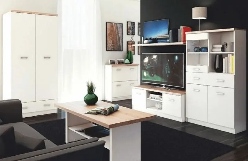 Dulap Tempo Kondela Topty 2D1S (White/Sonoma Oak) - 3