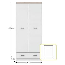 Dulap Tempo Kondela Topty 2D1S (White/Sonoma Oak) Thumb