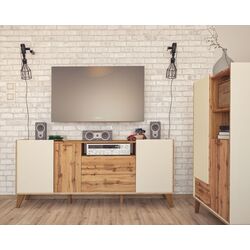 Шкаф комбинированный Неман Сканди МН-036-07 (Дуб Вотан/Белый) Thumb