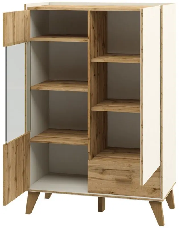 Шкаф комбинированный Неман Сканди МН-036-08 (Дуб Вотан/Белый) - 2