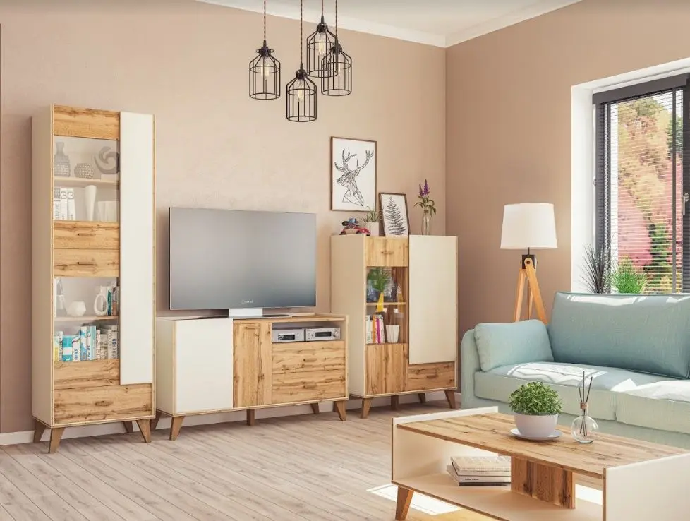 Шкаф комбинированный Неман Сканди МН-036-08 (Дуб Вотан/Белый) - 3