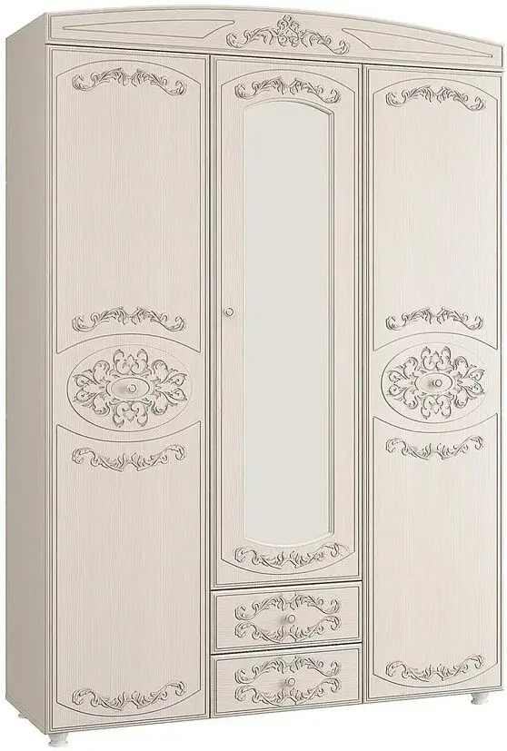 Dulap Олмеко Karolina 3U Patina/Woodline Cream/Sandal White (cu oglinda)