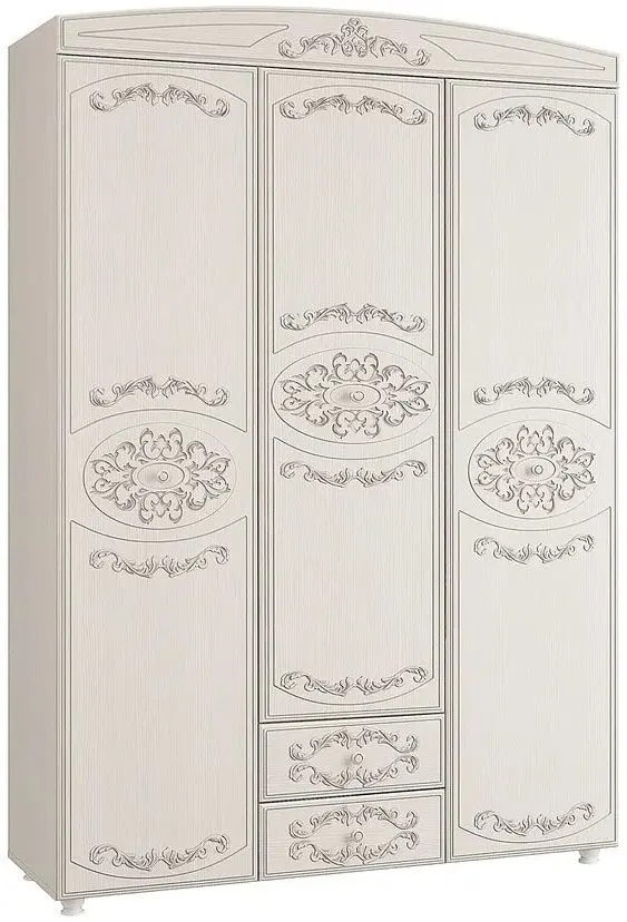 Шкаф Олмеко Каролина 3Д (Патина/Вудлайн Кремовый/Сандал Белый)