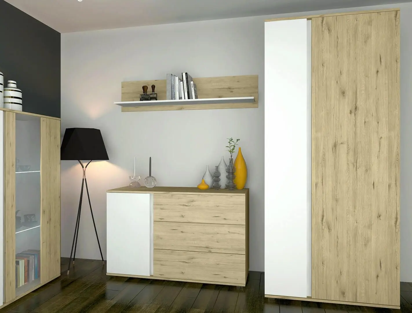 Dulap Sokme Gerda 2U (Wellington Oak/White)