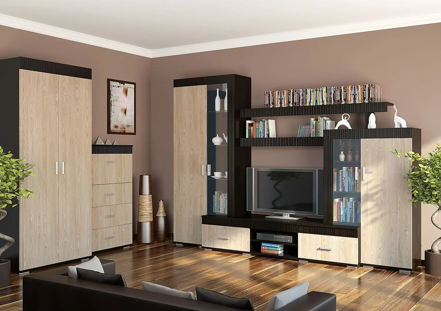 Шкаф Sokme Марк 900 (Венге Магия/Дуб Родос) - 3