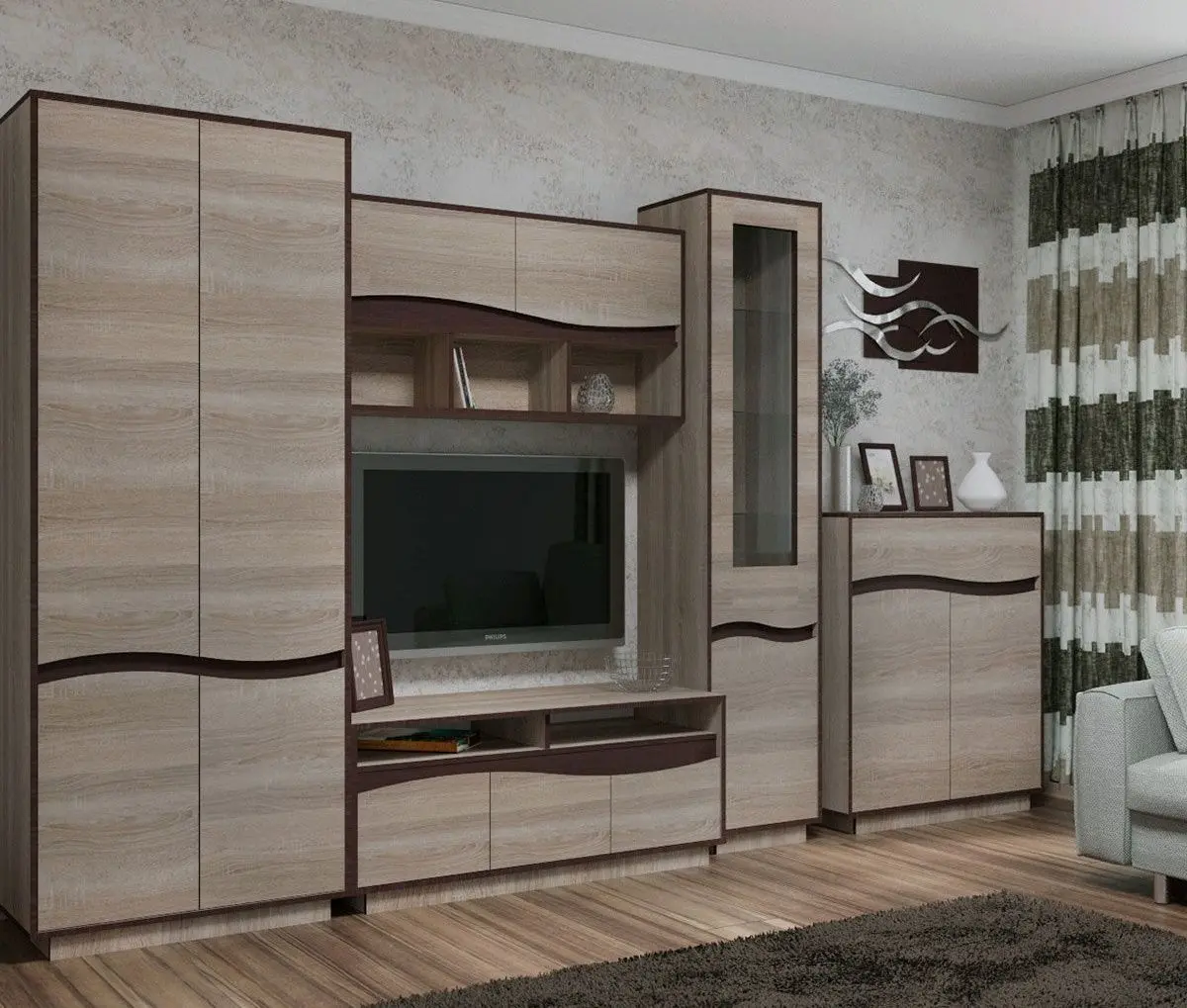 Шкаф Yasen Женева 2Д (Дуб Сонома Трюфель/Венге Магия)