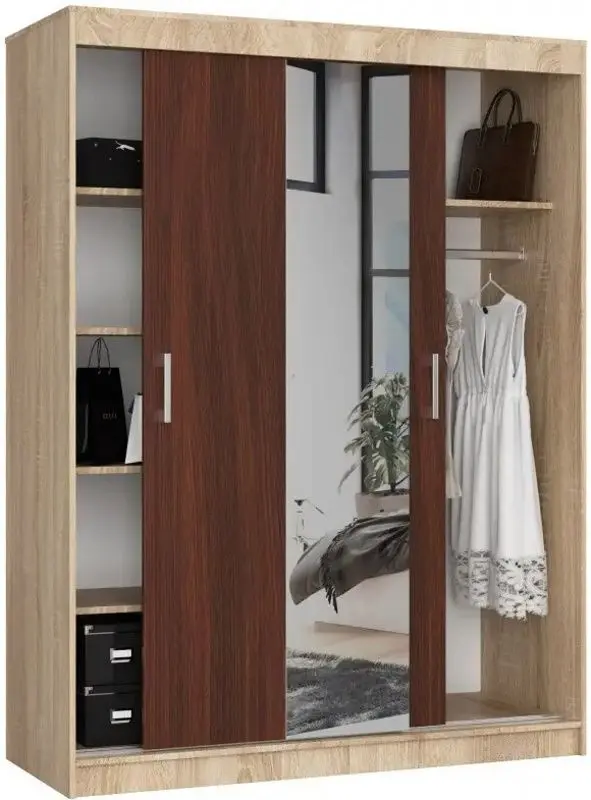 Dulap-cupe Akord Lustro 150x200x60 (Sonoma Oak/Wenge)