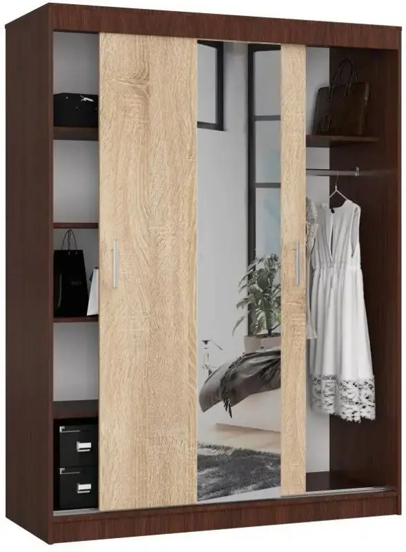 Dulap-cupe Akord Lustro 150x200x60 (Wenge/Sonoma Oak)