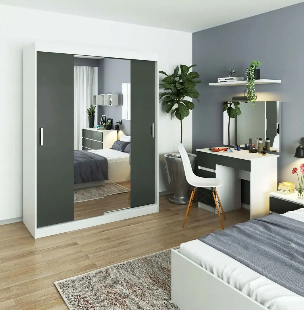 Dulap-cupe Akord Lustro 150x200x60 (White/Graphite Gray)