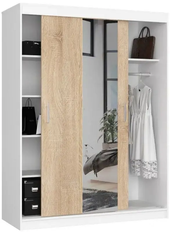 Dulap-cupe Akord Lustro 150x200x60 (White/Sonoma Oak)