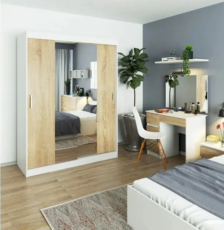 Dulap-cupe Akord Lustro 150x200x60 (White/Sonoma Oak)