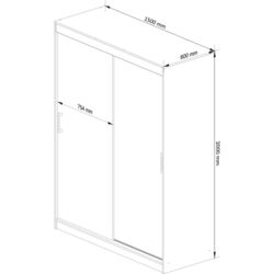 Dulap-cupe Akord Mono 150x200x60 (White/Graphite Gray) Thumb