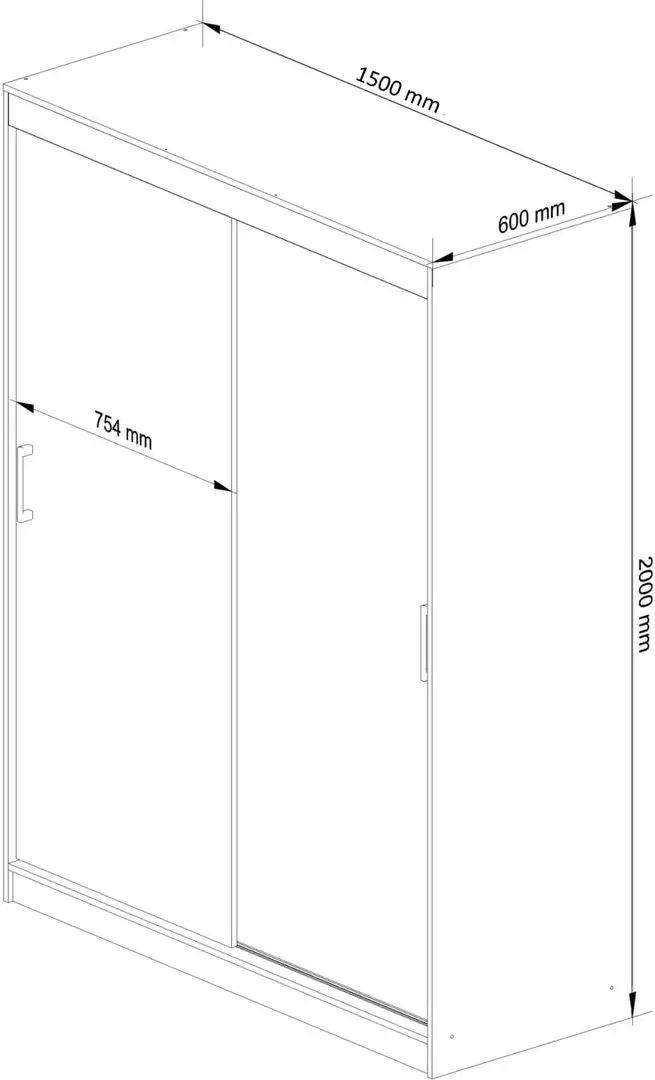 Dulap-cupe Akord Mono 150x200x60 (White/Graphite Gray)
