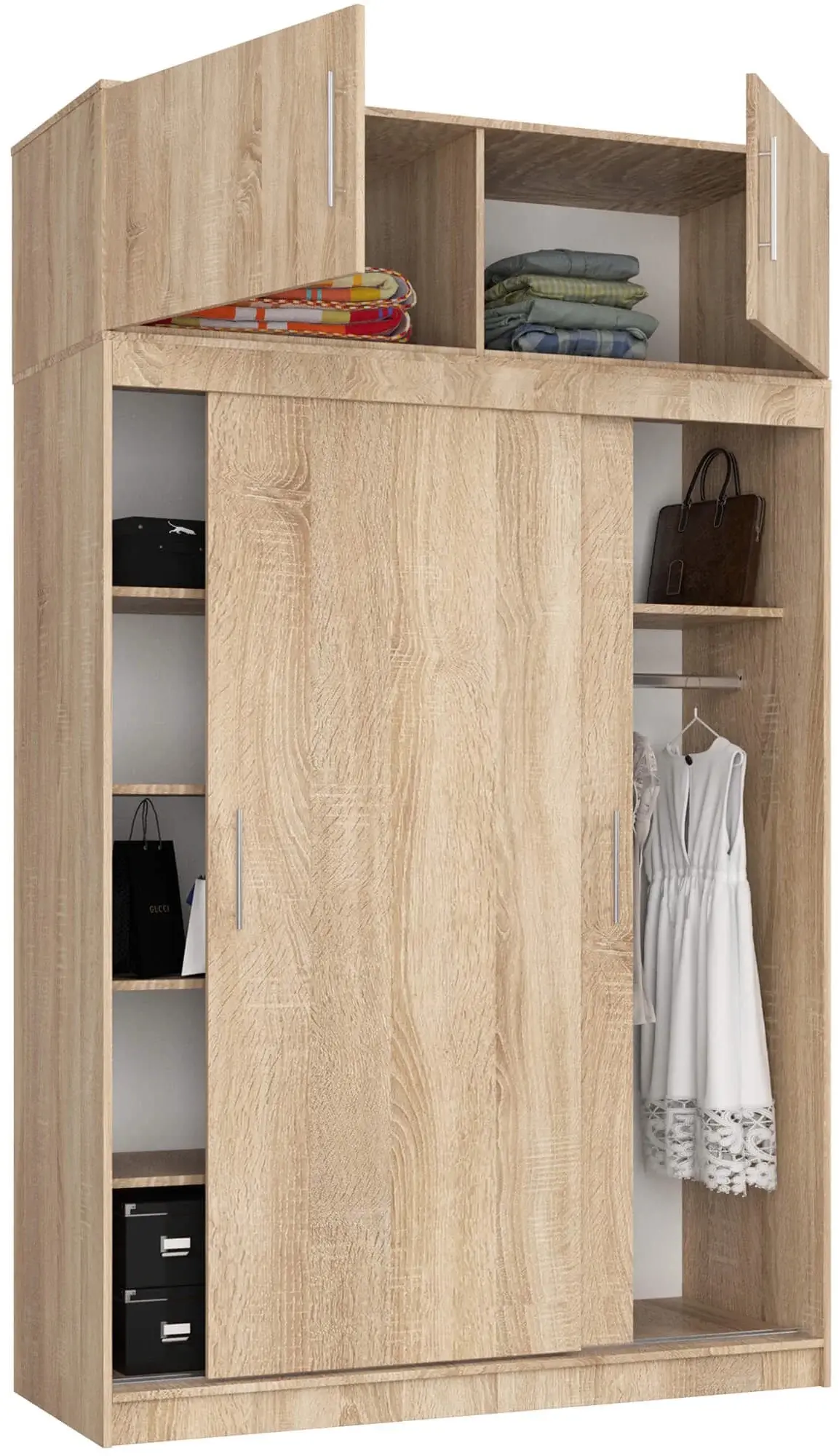 Dulap-cupe cu mezanin Akord Mono 150cm (Sonoma Oak)