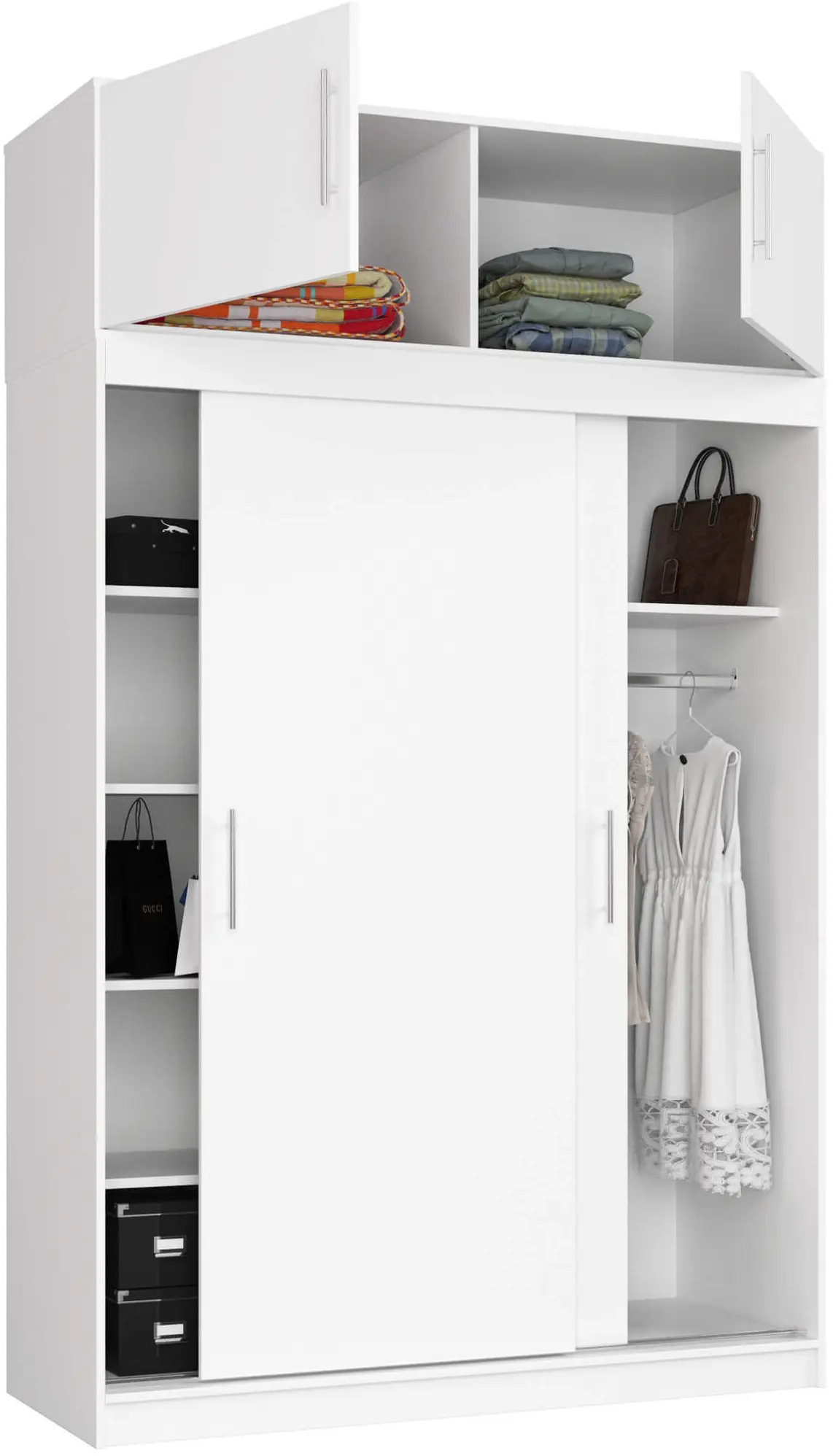 Dulap-cupe cu mezanin Akord Mono 150cm (White)