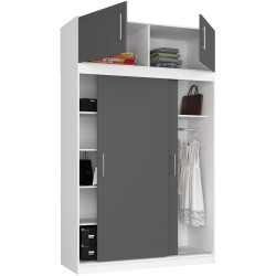 Шкаф-купе с антресолью Akord Mono 150см (White/Grey) Thumb