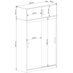 Шкаф-купе с антресолью Akord Mono 150см (White/Grey) Thumb