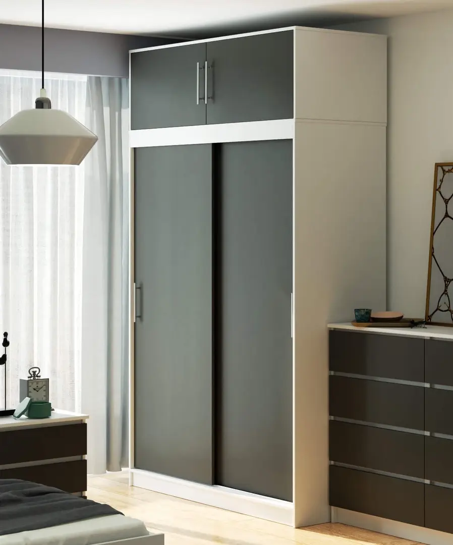 Шкаф-купе с антресолью Akord Mono 150см (White/Grey)