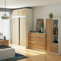 Dulap-cupe cu mezanin Akord Mono 150cm (White/Sonoma Oak) Thumb