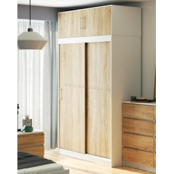 Dulap-cupe cu mezanin Akord Mono 150cm (White/Sonoma Oak)