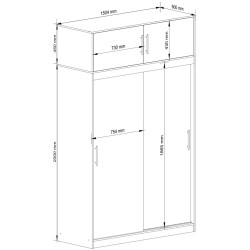 Dulap-cupe cu mezanin Akord Mono 150cm (White/Sonoma Oak) Thumb