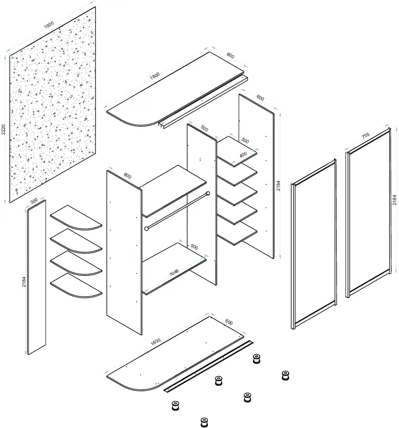 Dulap-cupe Arta Mobilei Armadio G1800 AM135 (Anthracite)