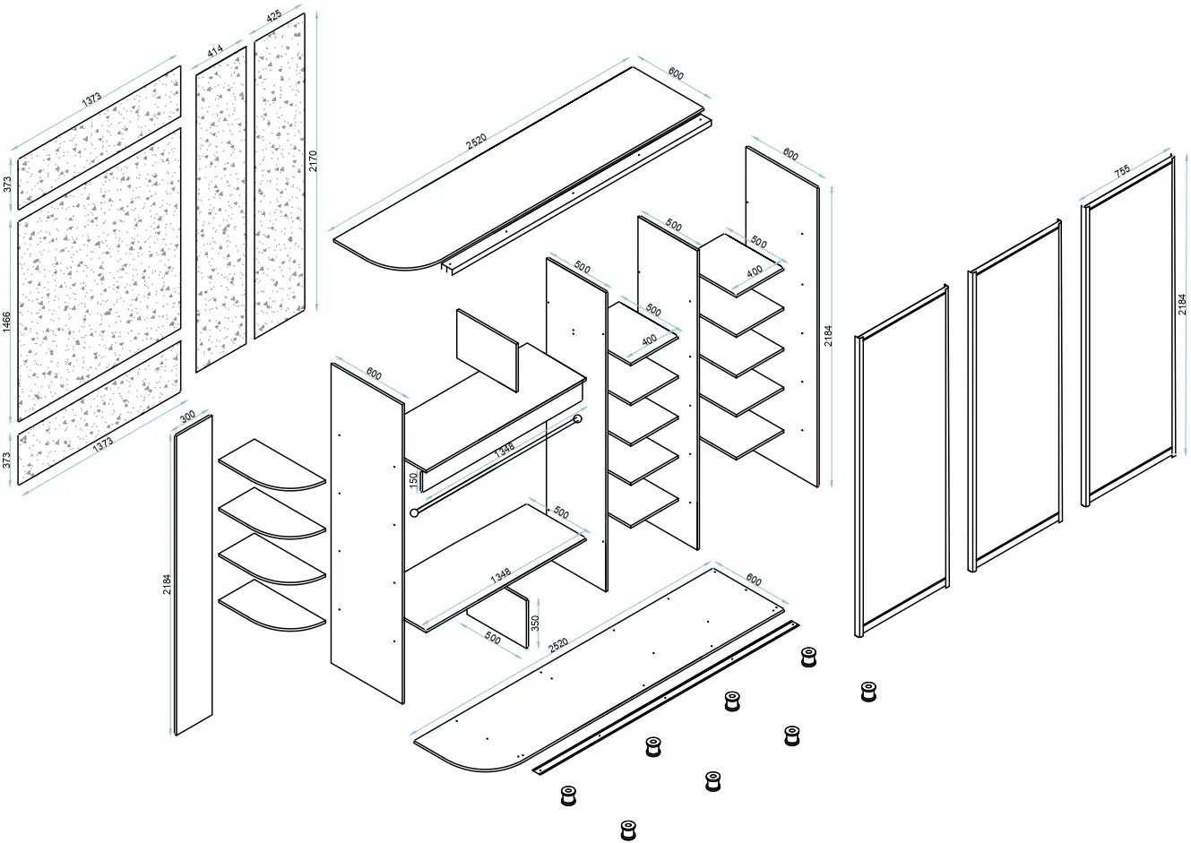 Dulap-cupe Arta Mobilei Armadio G2520 AM137 (Anthracite)