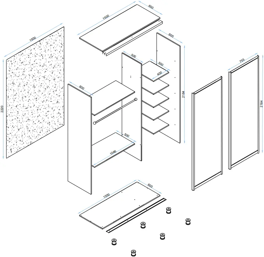 Dulap-cupe Arta Mobilei Armandio W1500 AM10 (Wenge Magia)