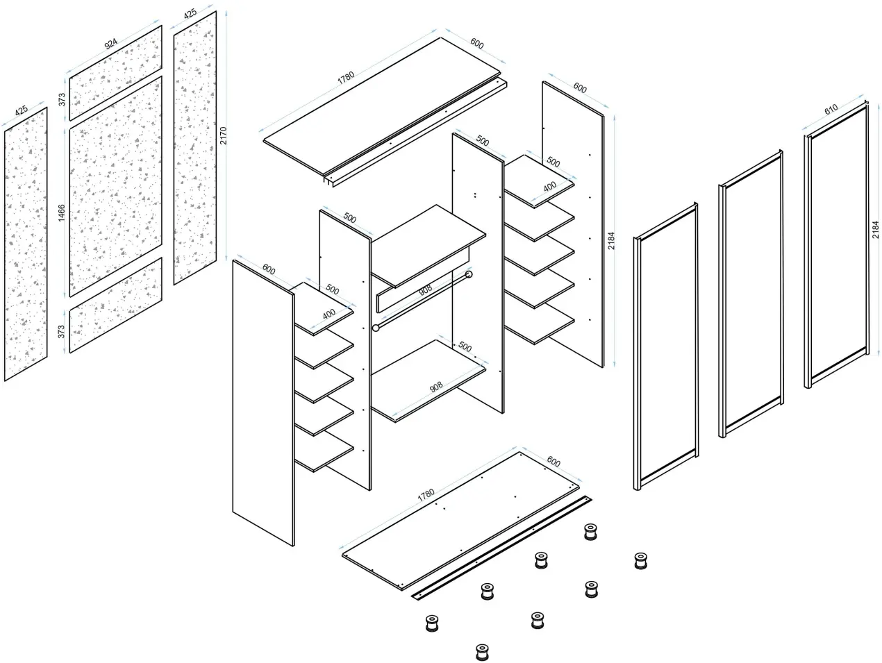 Dulap-cupe Arta Mobilei Armandio W1780 AM11 (Wenge Magia)
