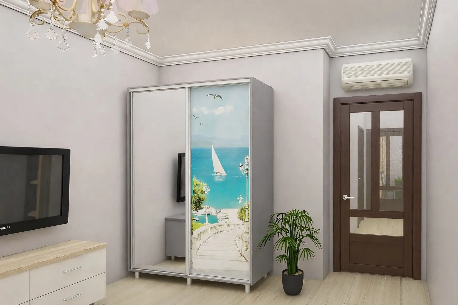 Dulap-cupe Bafimob DY-140 Imprimare foto 1 (Grey/Light Grey) - 3