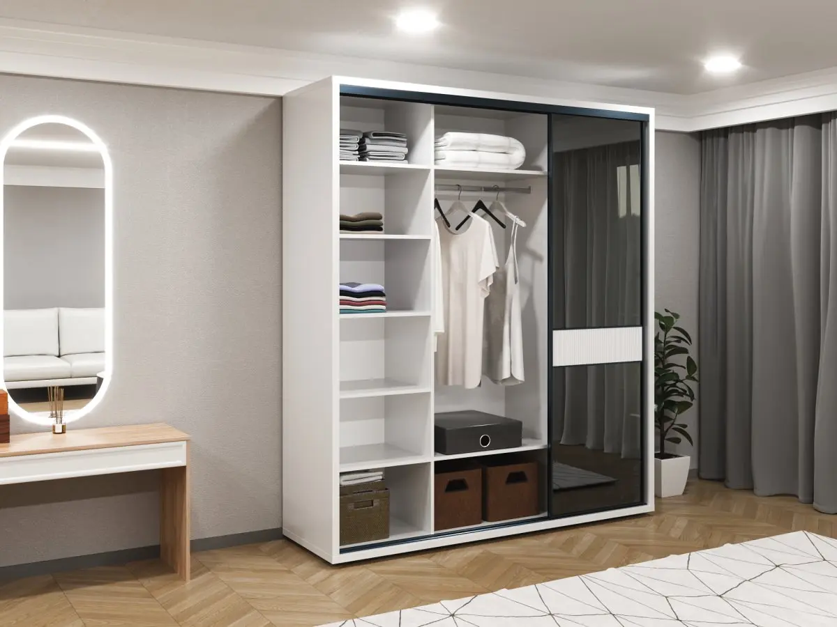 Шкаф-купе Bayro Murano 200x230x60 (White/Graphite) - 2