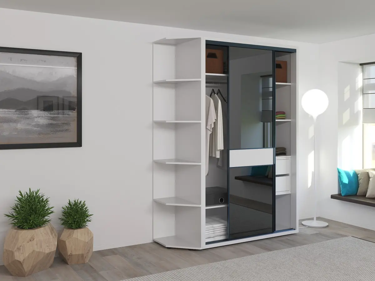 Шкаф-купе Bayro Murano стеллаж 140x230x60 (White/Graphite) - 2