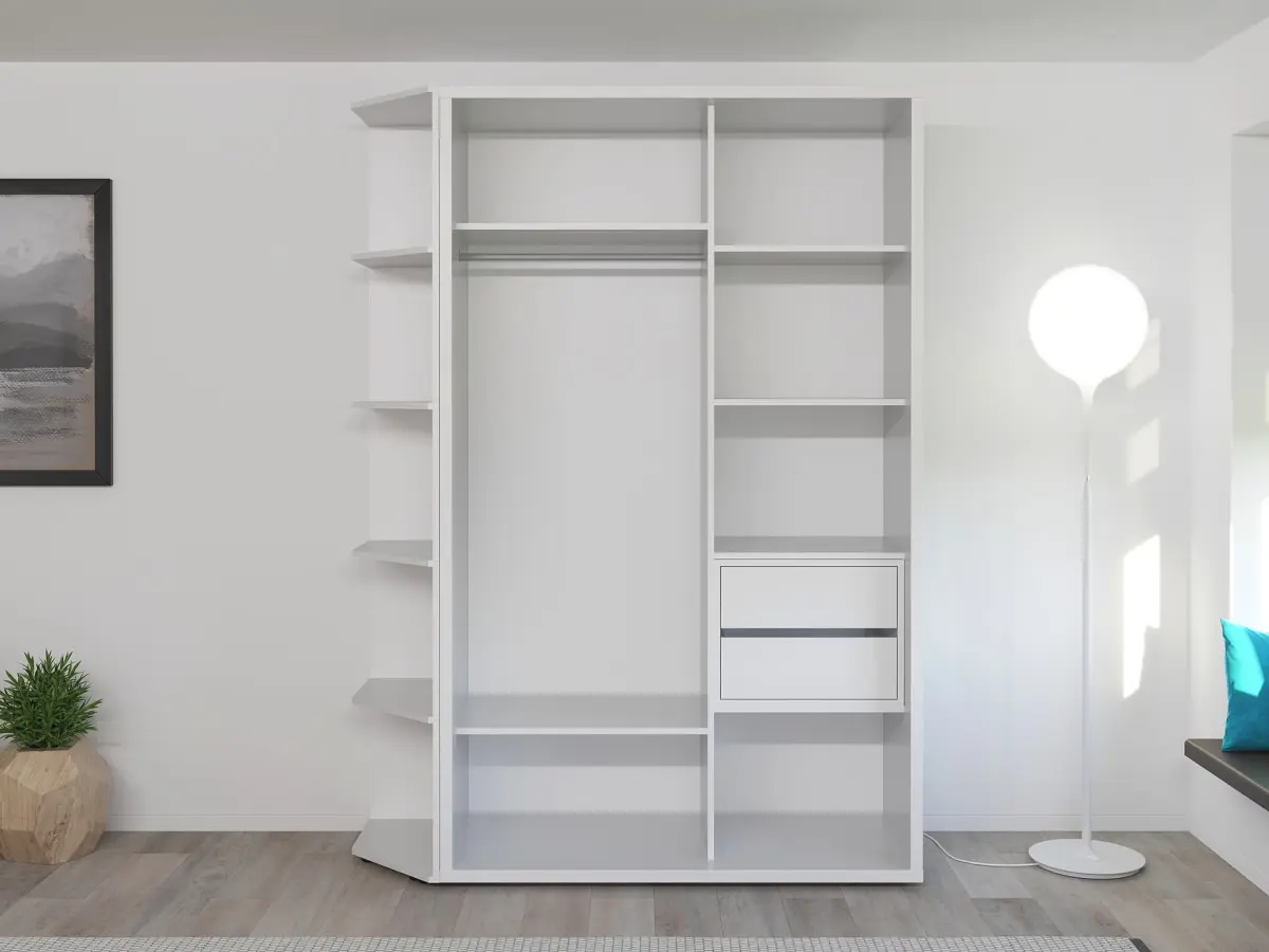 Шкаф-купе Bayro Murano стеллаж 140x230x60 (White/Graphite) - 3