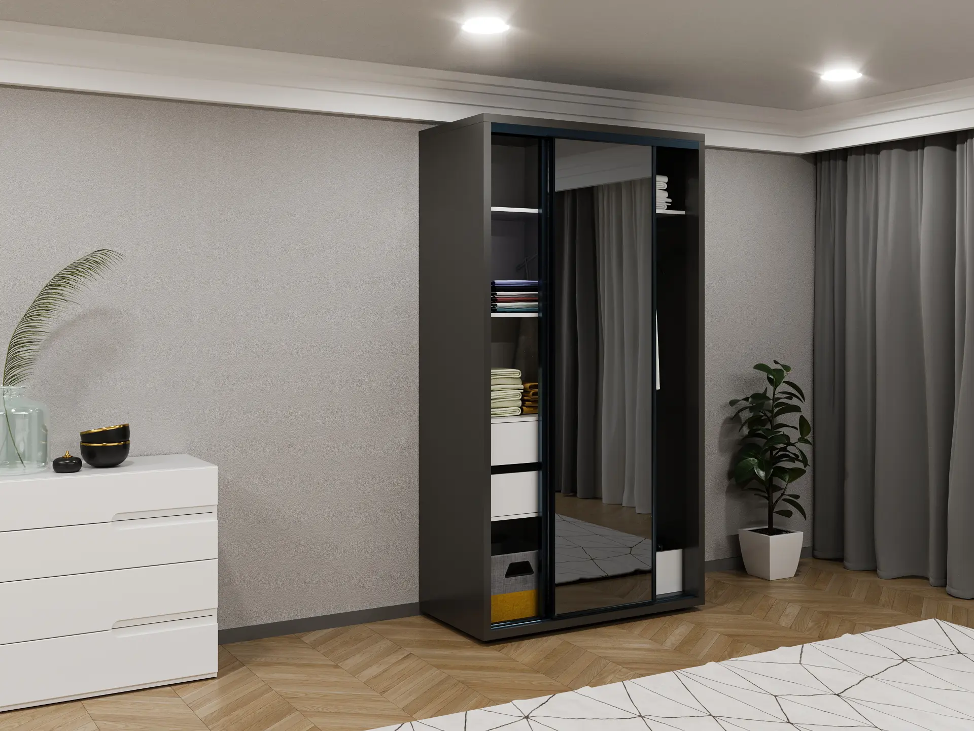 Шкаф-купе Bayro Parma 120x225x60 (Anthracite/Graphite) - 2