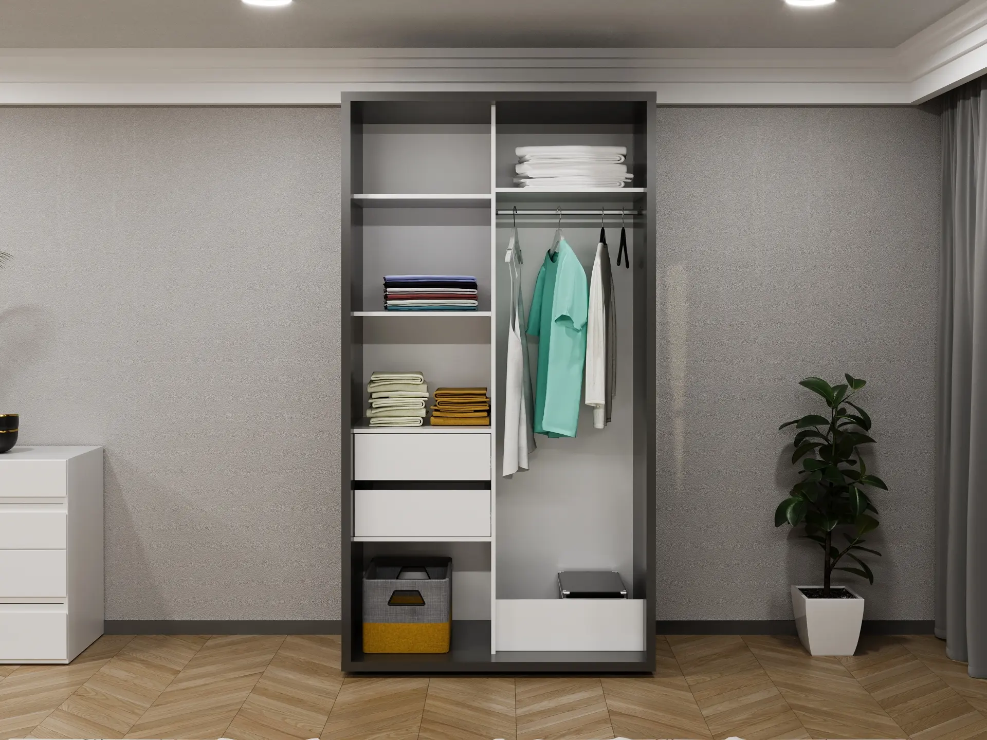 Шкаф-купе Bayro Parma 120x225x60 (Anthracite/Graphite) - 3